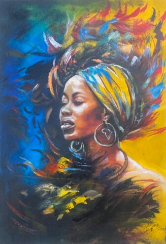 Peinture à huile sur toile ( tête africaine )