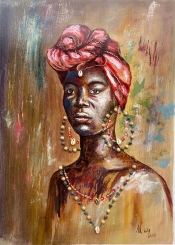 Peinture à huile sur toile ( femme africaine )