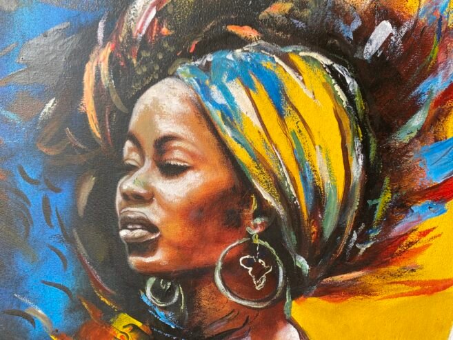 Peinture à huile sur toile ( tête africaine )