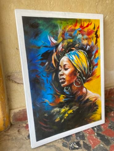 Peinture à huile sur toile ( tête africaine )